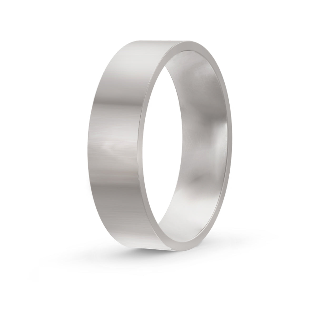 Men's Classic Flat White Gold Ring