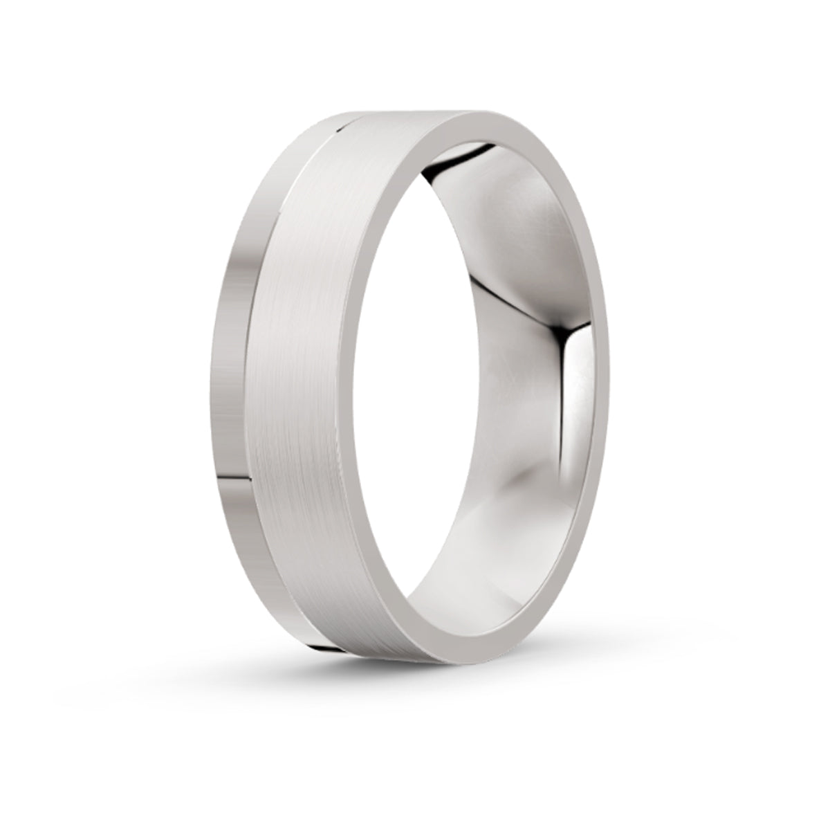 Men's White Gold Single Polished Edge Ring