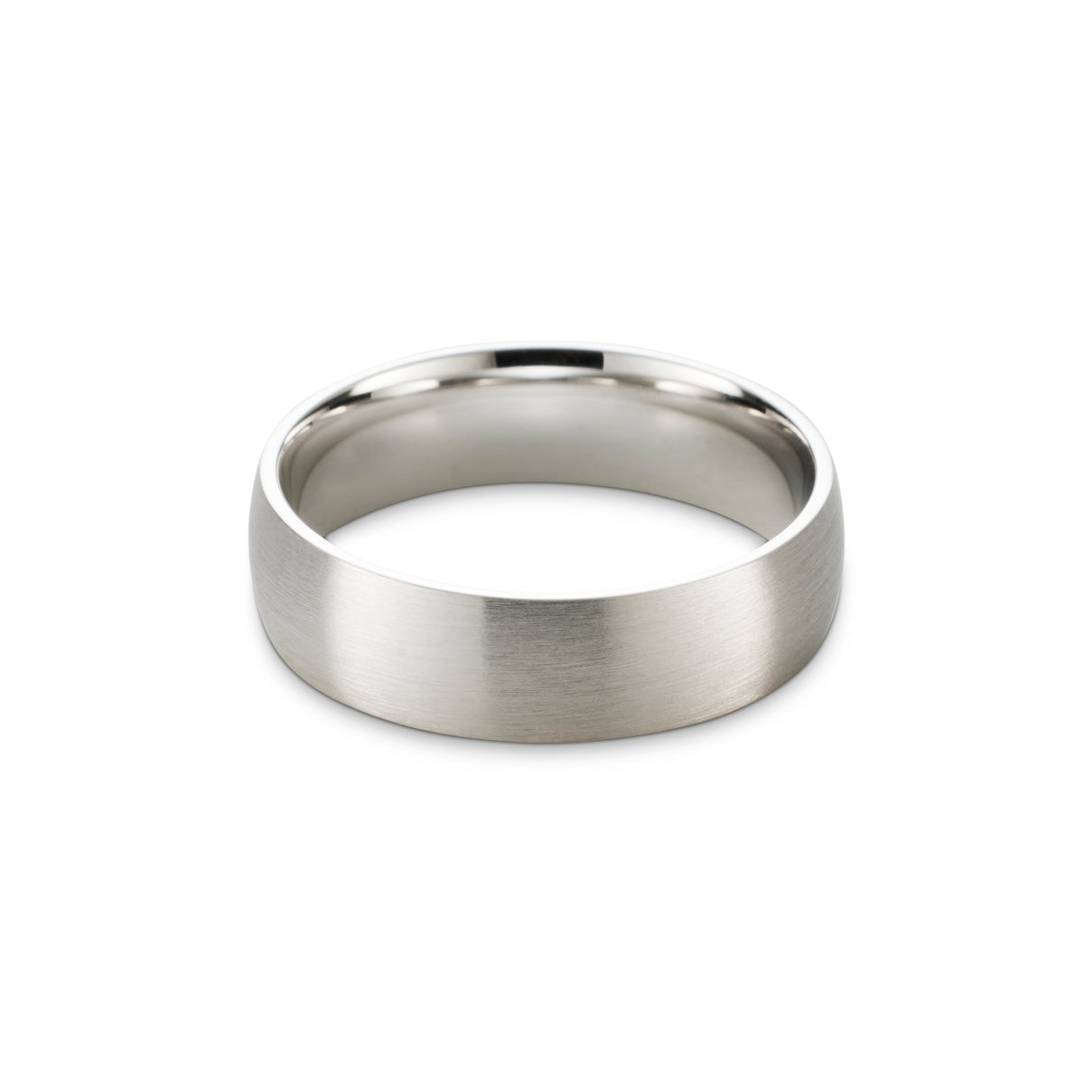 Men&#39;s Brushed Dome White Gold Ring