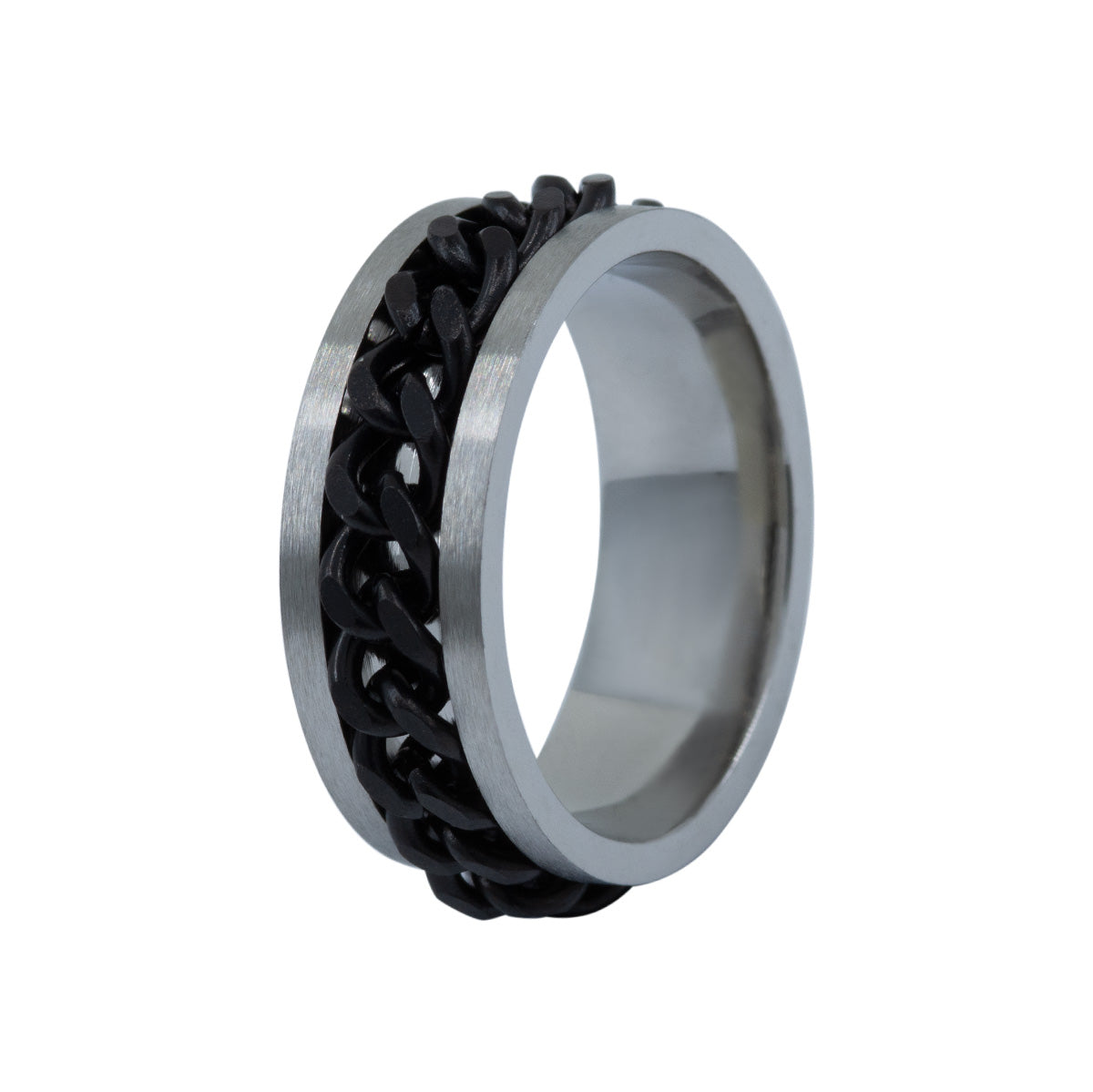 Men&#39;s Black Chain Link Anxiety Ring