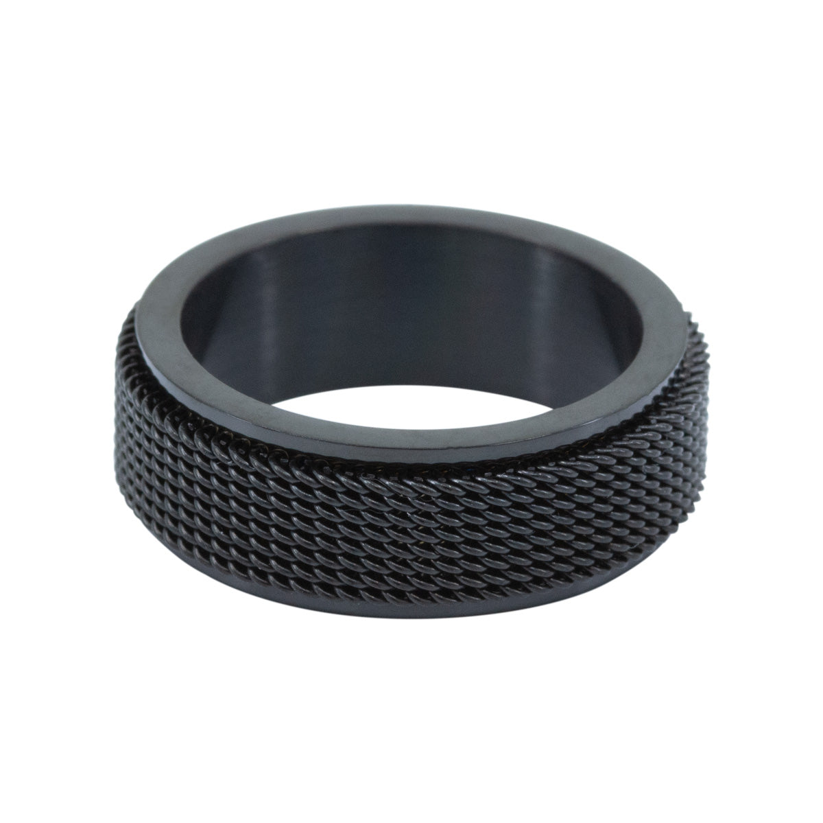 Men&#39;s Black Steel Mesh Anxiety Ring