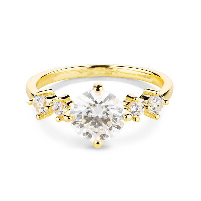 Round Cluster Accent Moissanite Engagement Ring