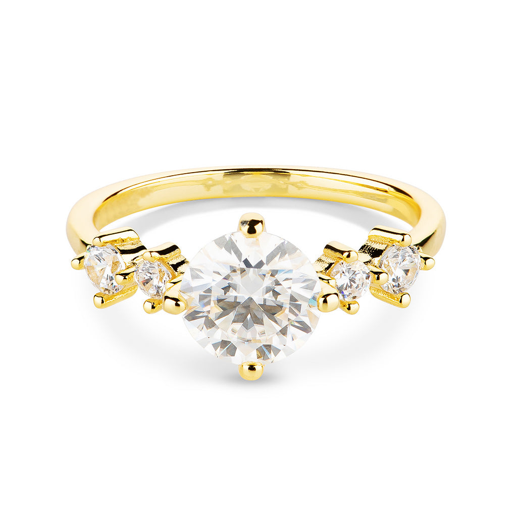 Round Cluster Accent Moissanite Engagement Ring