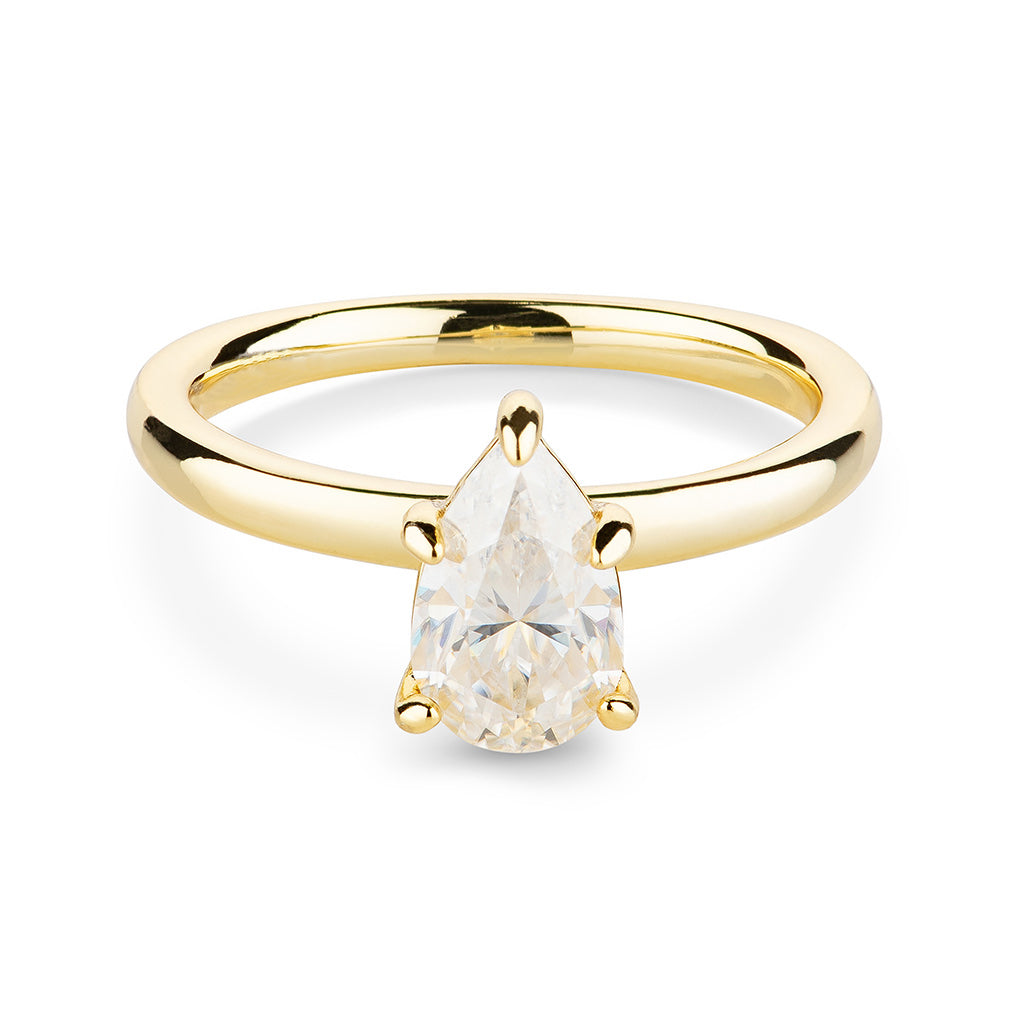 Pear Solitaire Moissanite Engagement Ring