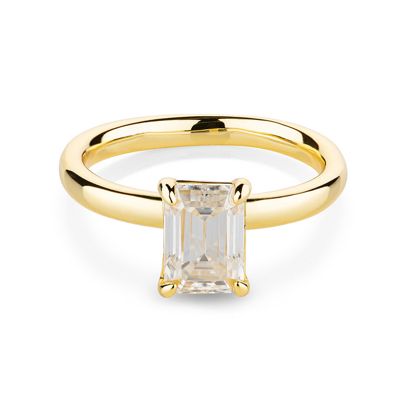 Emerald Cut Moissanite Engagement Ring