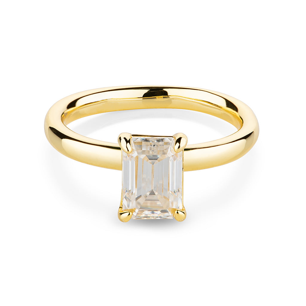 Emerald Cut Moissanite Engagement Ring