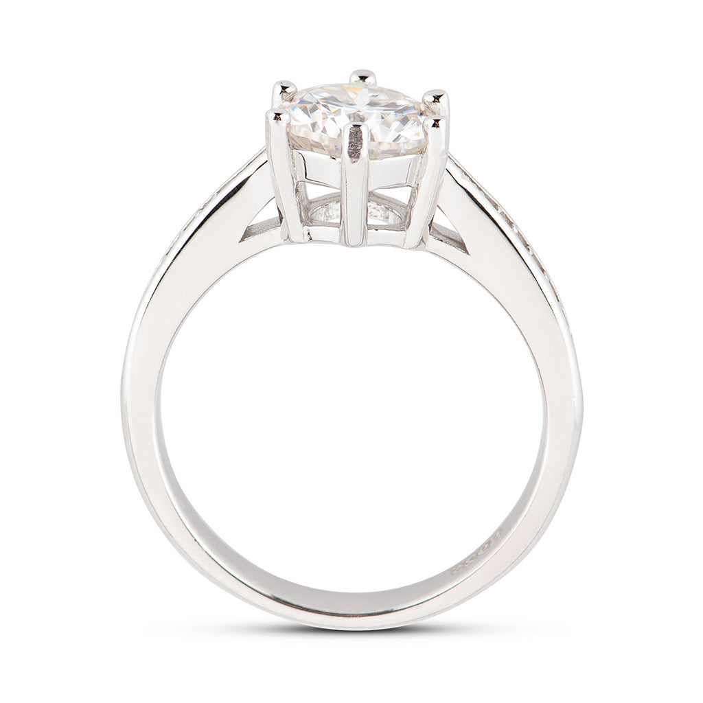 6 Prong Half Pave Moissanite Engagement Ring