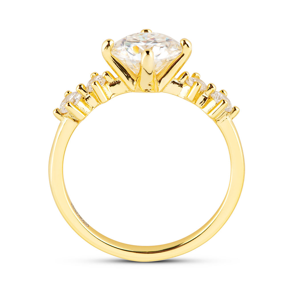 Round Cluster Accent Moissanite Engagement Ring