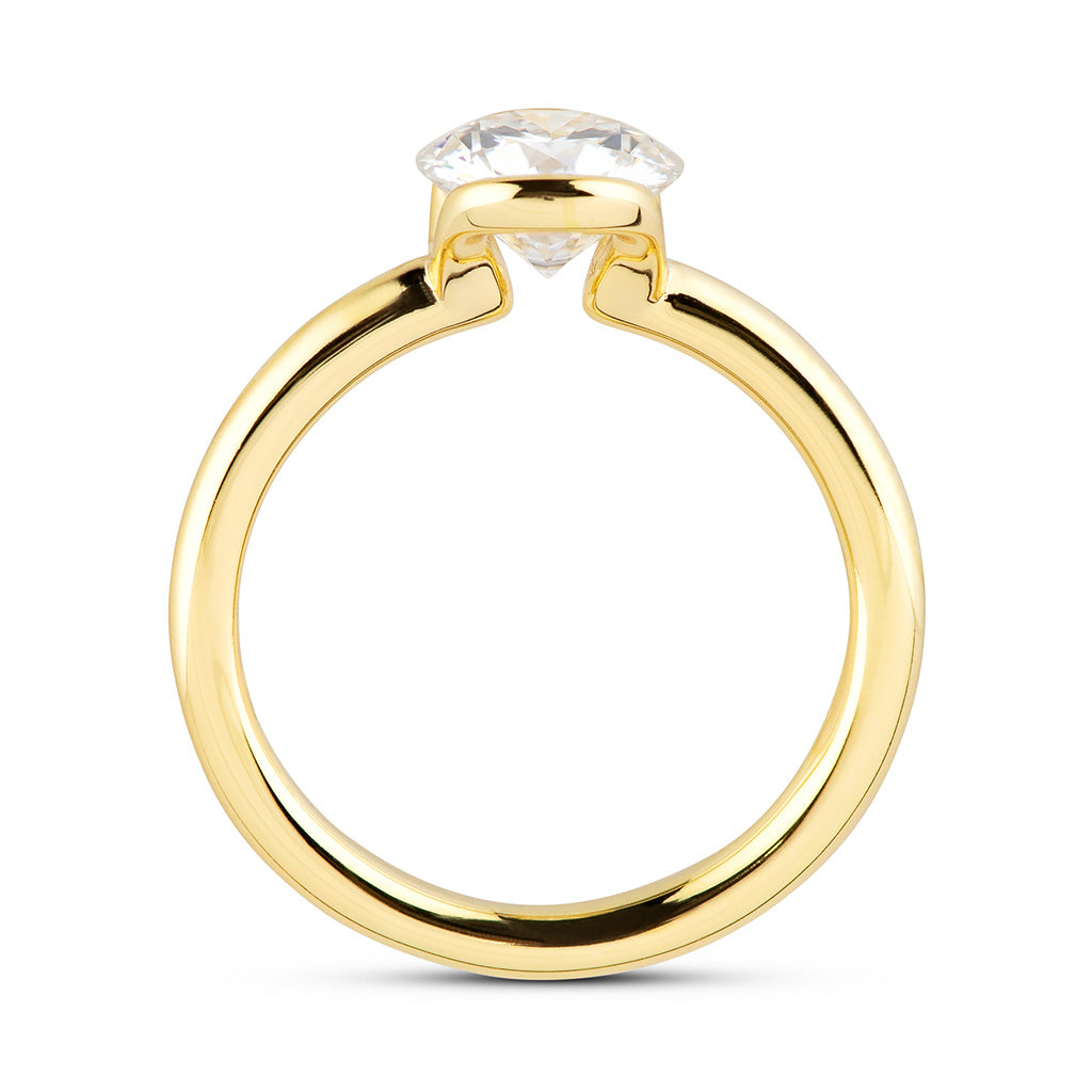 Round Bezel Moissanite Engagement Ring