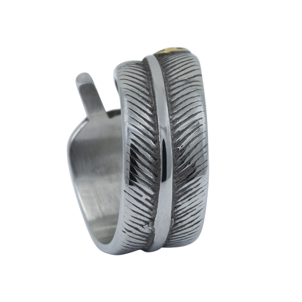 Men&#39;s Stainless Steel Feather Ring