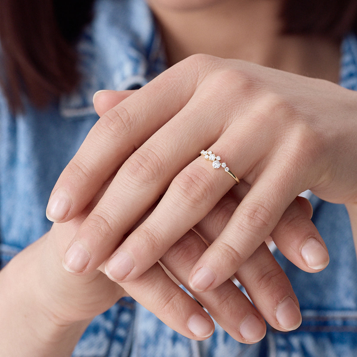 Scattered Cluster Moissanite Ring