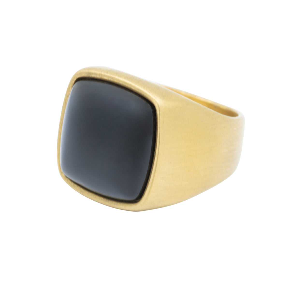 Men&#39;s Gold Square Onyx Signet Ring