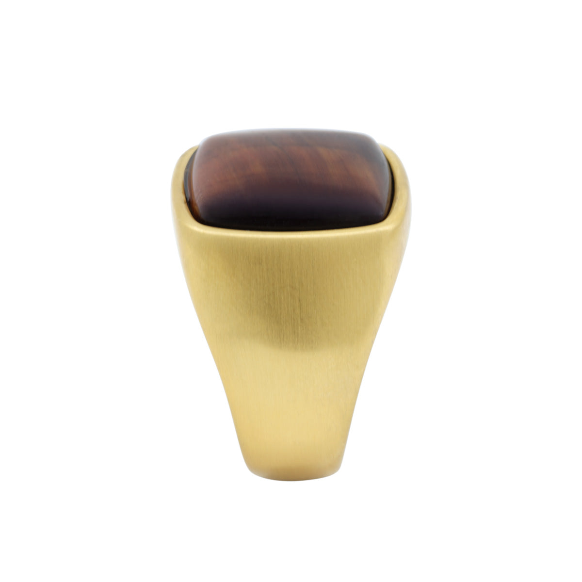 Men&#39;s Gold Square Tiger Eye Signet Ring