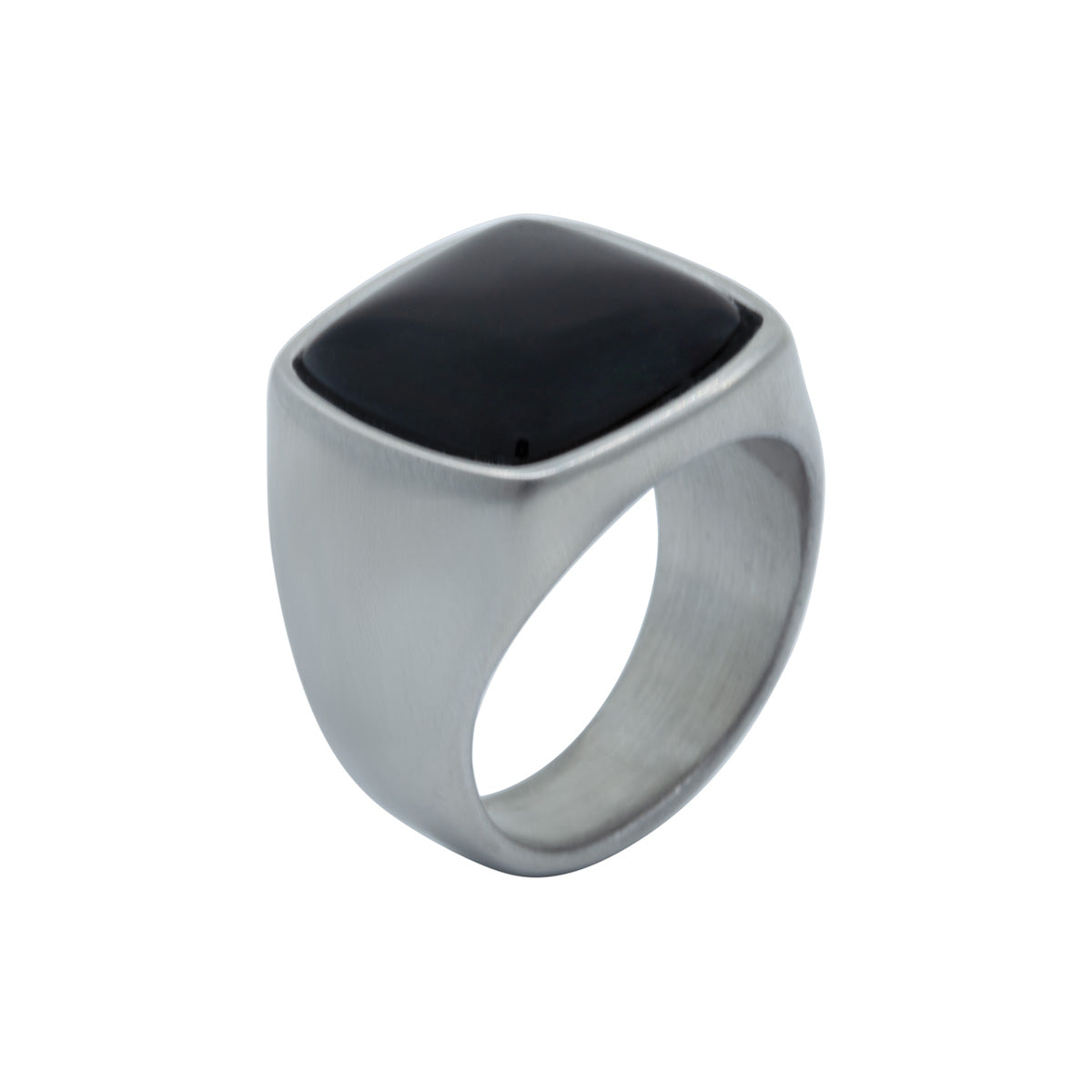 Men&#39;s Silver Square Onyx Signet Ring