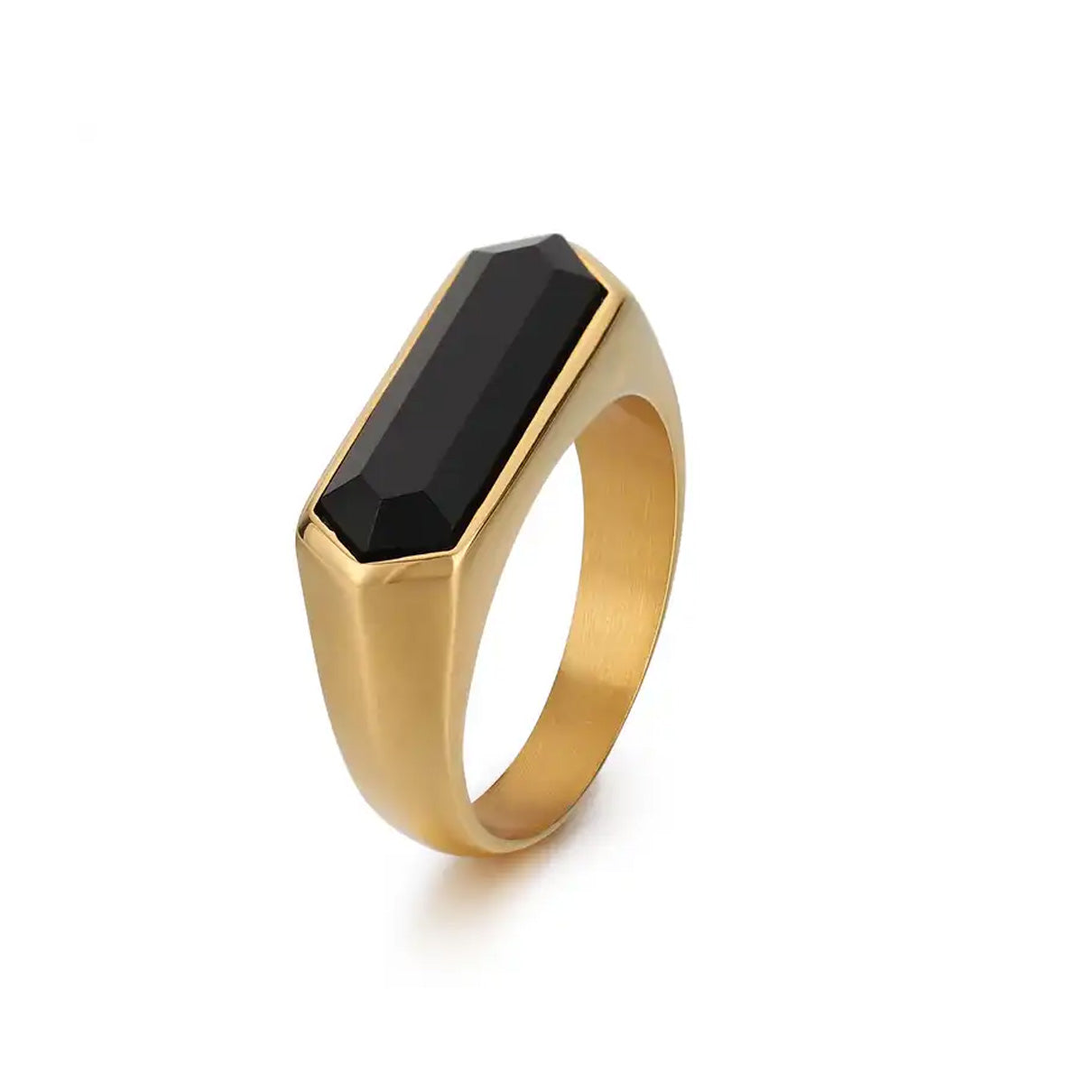 Men&#39;s Gold Bar Onyx Signet Ring