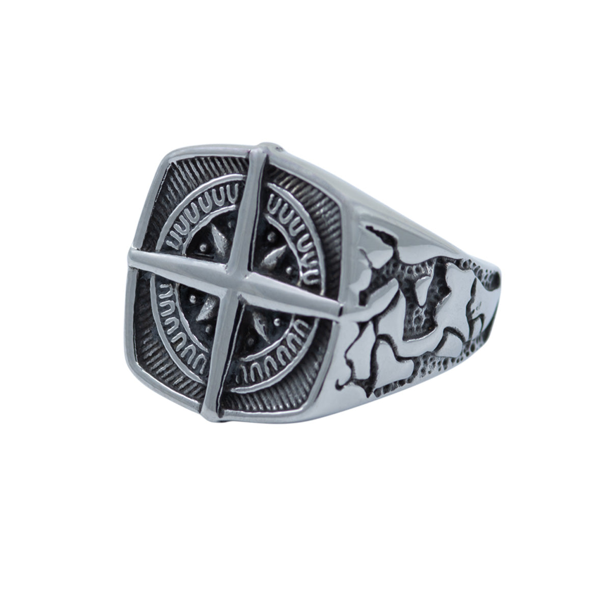 Men&#39;s Square Compass Signet Ring