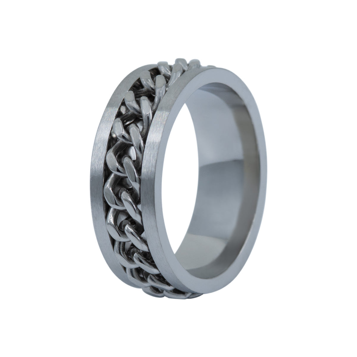 Men&#39;s Silver Chain Link Anxiety Ring