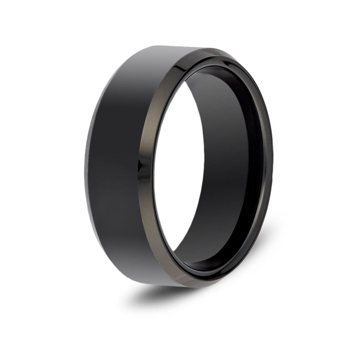 Men’s Beveled Black Tungsten Ring