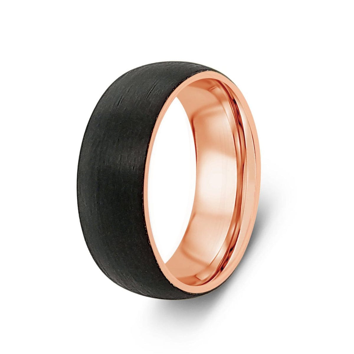 Men’s Black with Rose Gold Inlay Tungsten Ring