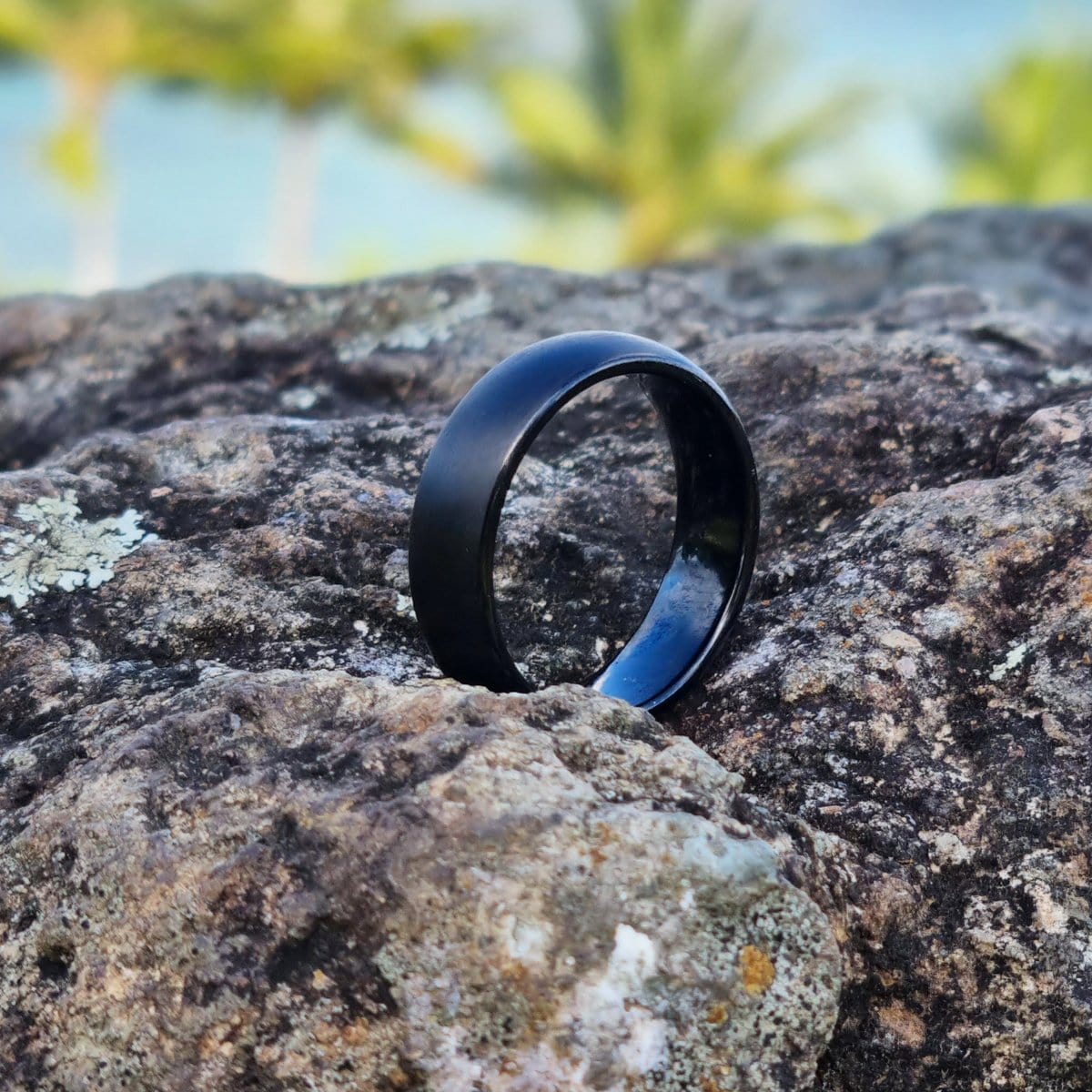 Men’s Brushed Black Dome Tungsten Ring