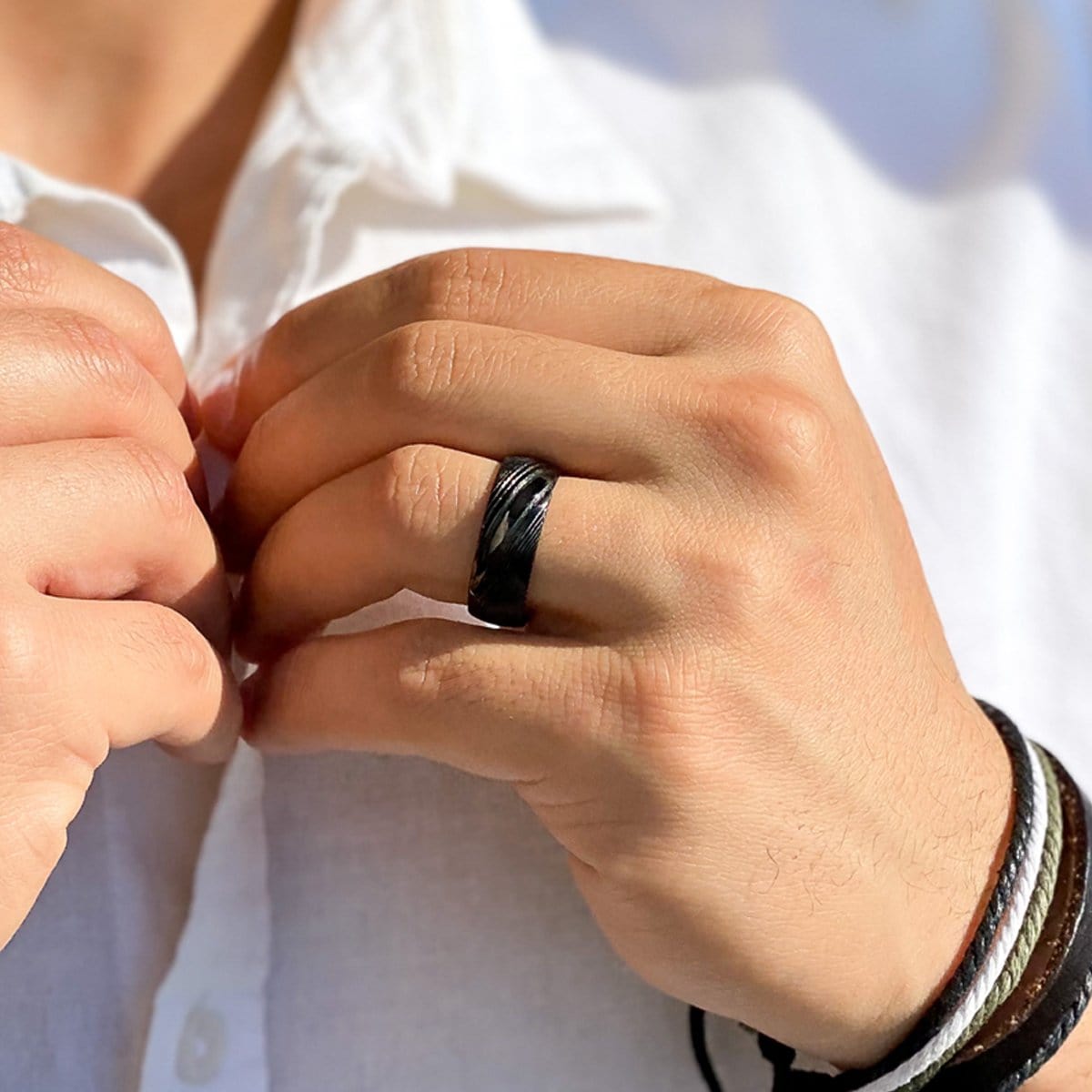 Men’s Black Damascus Ring