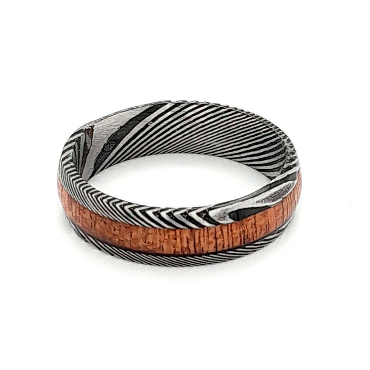 Men’s Wood Inlay Damascus Ring