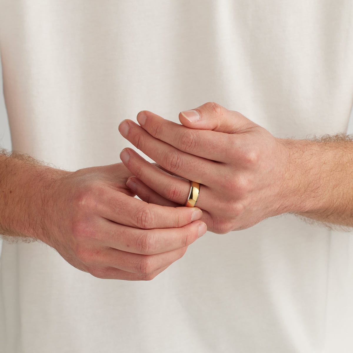 Men’s Gold with Silver Edge Tungsten Ring