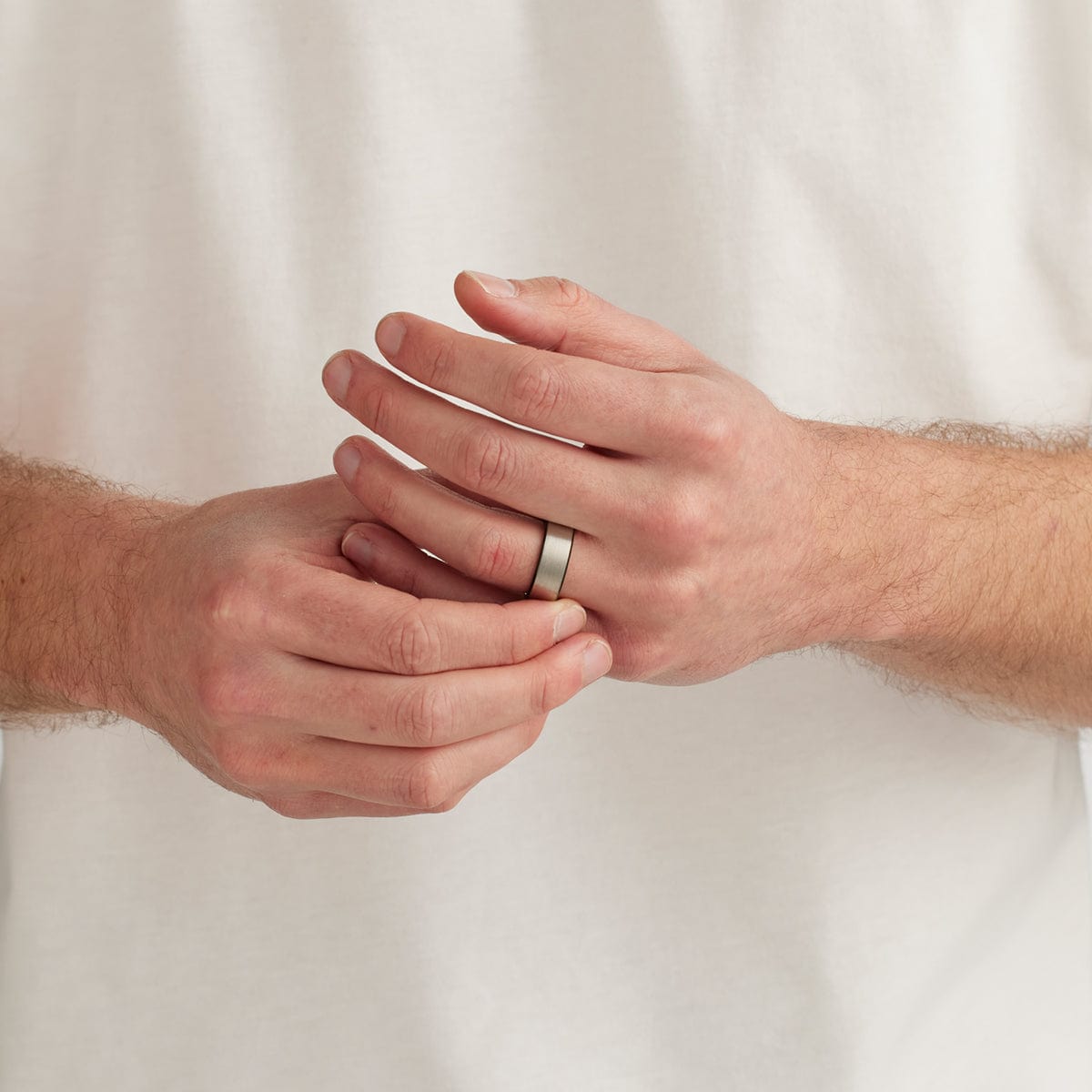 Men’s Brushed Silver Centre Black Zirconium Ring