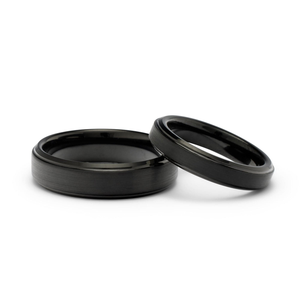 Brushed Black Tungsten Ring Set