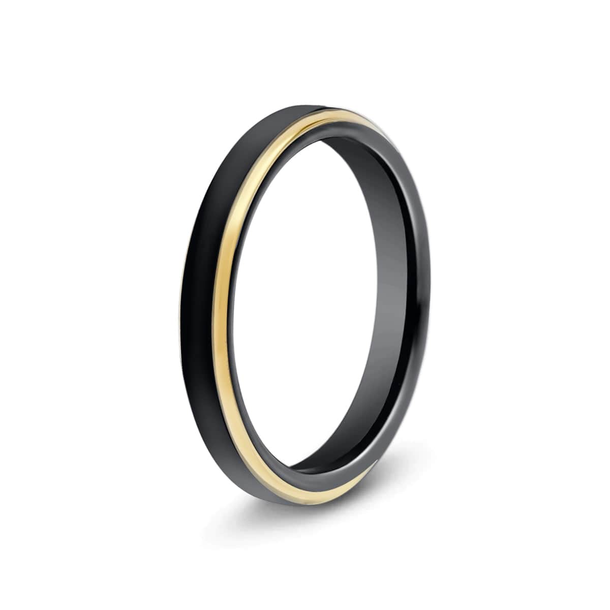 Gold Edge Black Tungsten Ring Set