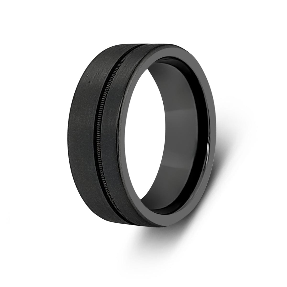 Men’s Black Tungsten Guitar String Inlay Ring