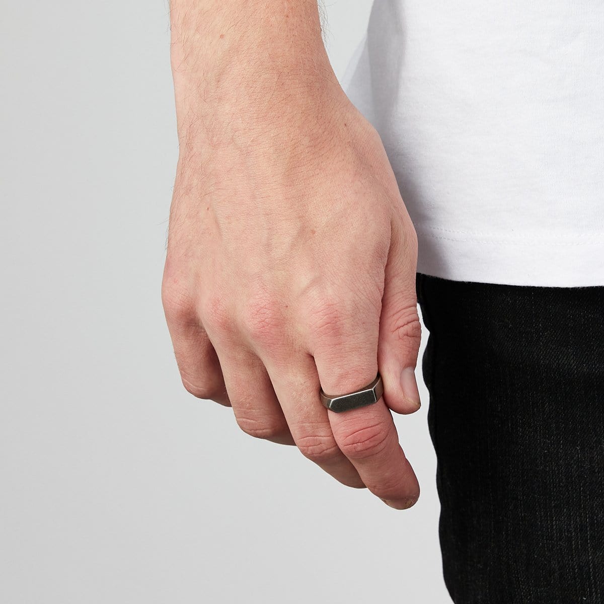 Gunmetal Bar Signet Ring