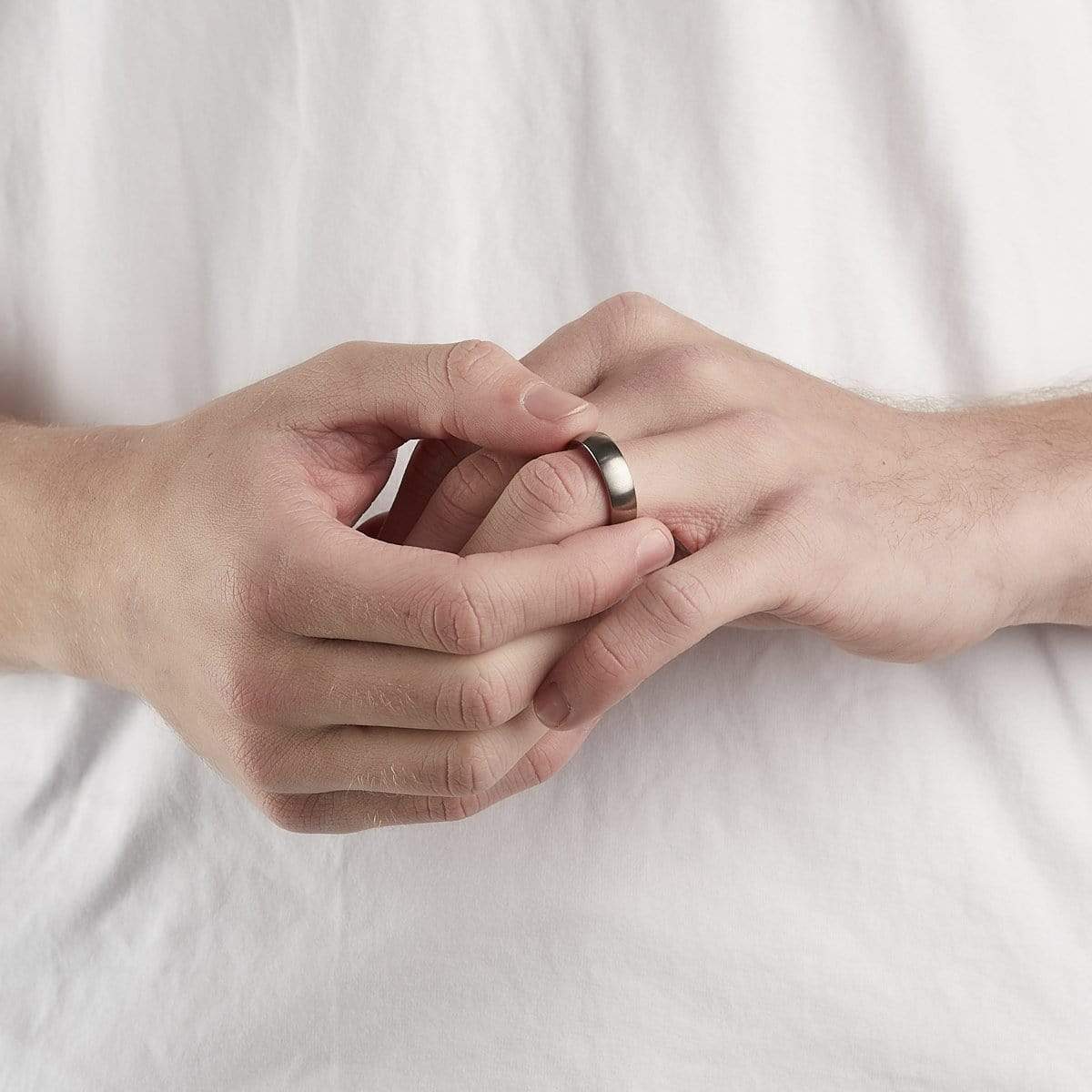 Men’s Brushed Silver Dome Titanium Ring