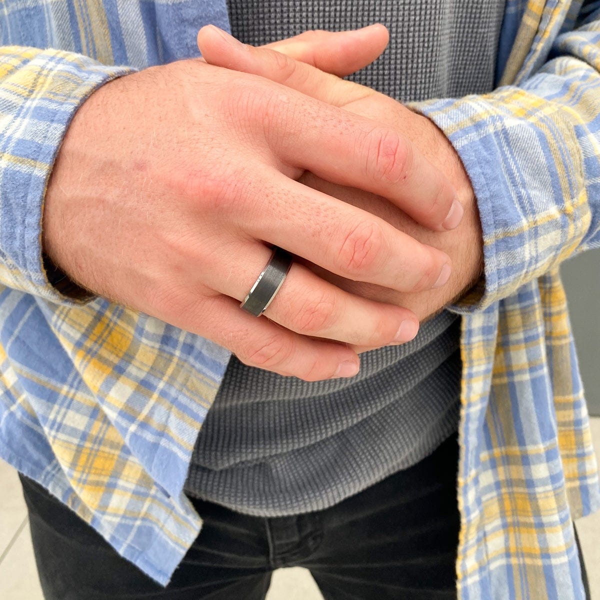 Men’s Two-Tone Black Zirconium Ring